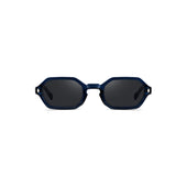 Geometric Blue Frame Sunglasses with Black Lenses