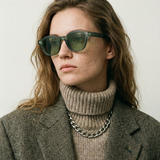 Retro Round Sunglasses in Matte Green