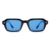 Retro Thick-Frame Square Sunglasses with Metal Rivets - Blue