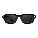 Retro Thick-Frame Square Sunglasses with Metal Rivets - Black