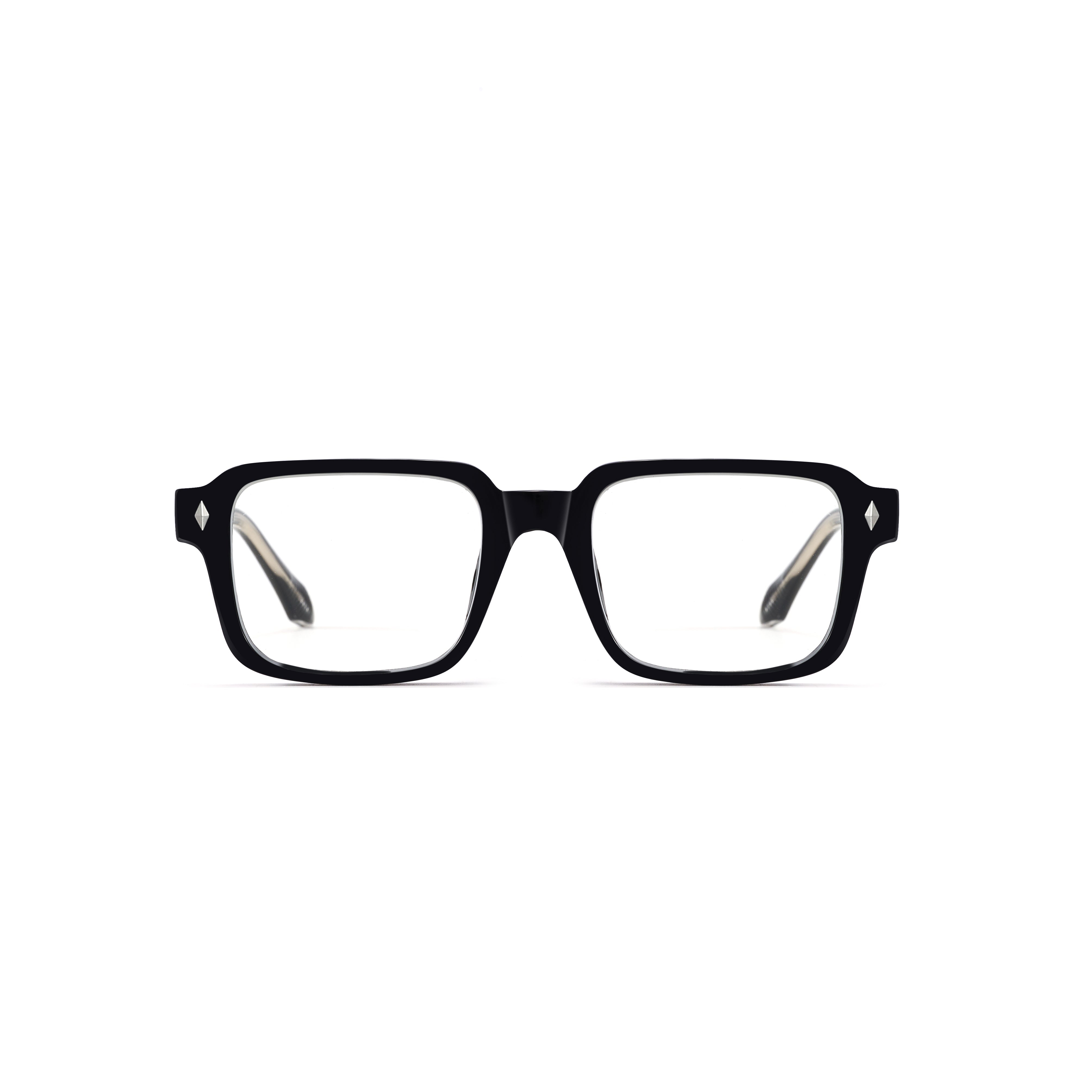 Black eyeglasses on a white background